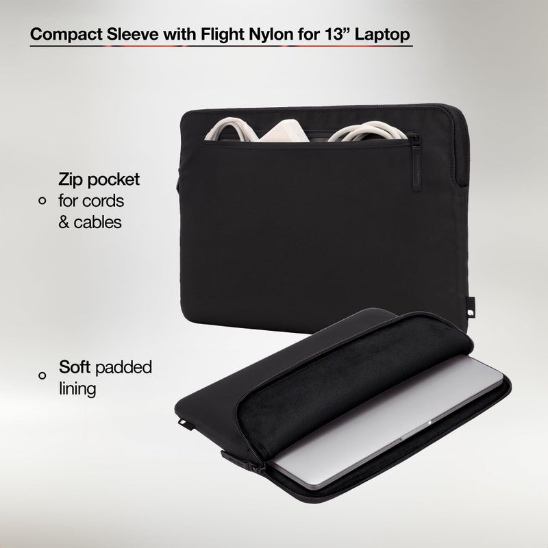 Incase Compact Laptop Sleeve with Flight Nylon - 13 inch Laptop Sleeve for MacBook Air - Faux Fur Lining, Lightweight, Durable, Weather Resistant, Slip Pocket for Accessories - Black - Image 5
